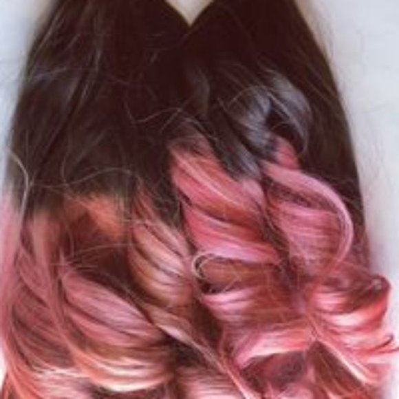 Black & Rose PInk Ombre Clip Human Hair Extensions